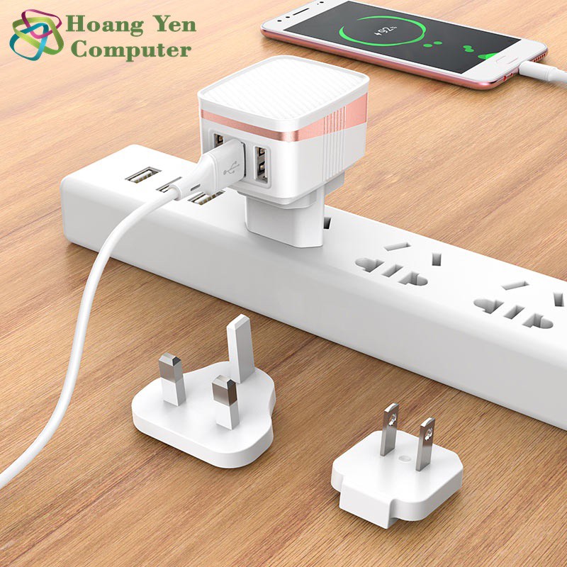 Cóc sạc nhanh 3 cổng usb Hoco C83 chính hãng kèm 3 chui rời thay thế [BH 1 năm] / pktn sale