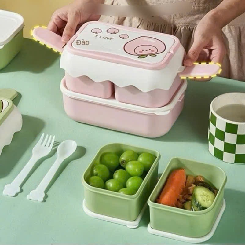 Hộp nhựa trái cây 2 lớp 2 tầng 3 ngăn đựng cơm, thức ăn, trái cây đa năng- MẪU VỀ NGẪU NHIÊN [BH: NONE] 1l1a9