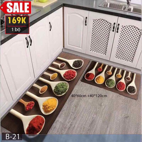 Bộ combo 2 thảm trải chùi chân nhà bếp (1 miếng dài 1 ngắn) [BH: NONE]
