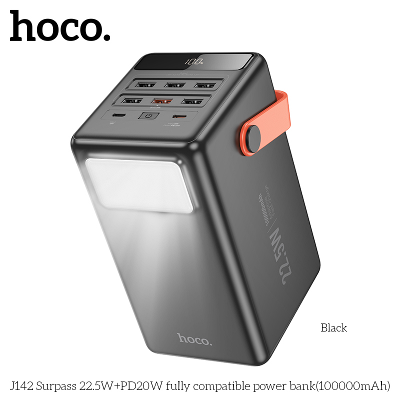 Pin sạc nhanh 22.5w HOCO J142 100.000mAh dự phòng có màn hình LED kiêm đèn pin phát sáng chính hãng [BH 1 Năm]