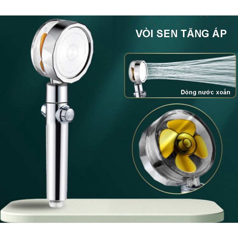 Vòi sen chế độ tăng áp kèm 3 cánh quạt tiện lợi [BH: NONE]