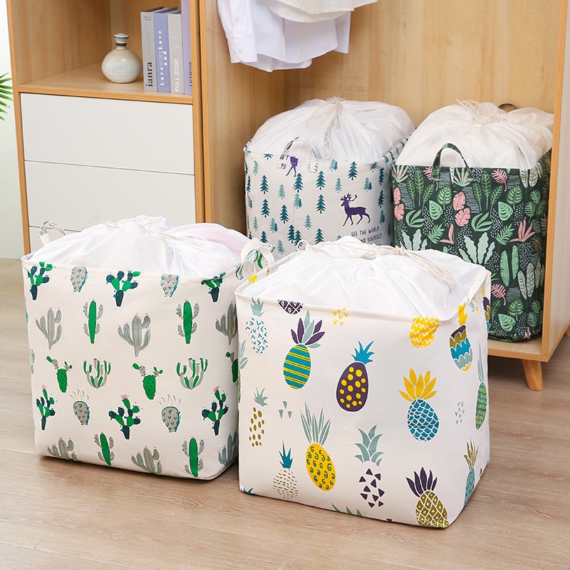 Túi giỏ vải vuông 100 lít cao cấp đựng quần áo Washday HOA VĂN- MẪU TÙY LÔ  [BH: NONE]