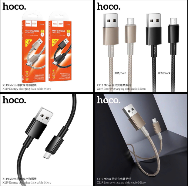 Cáp sạc nhanh 2.4A HOCO X119 (A-M) cáp USB ra Micro dây dù siêu đẹp