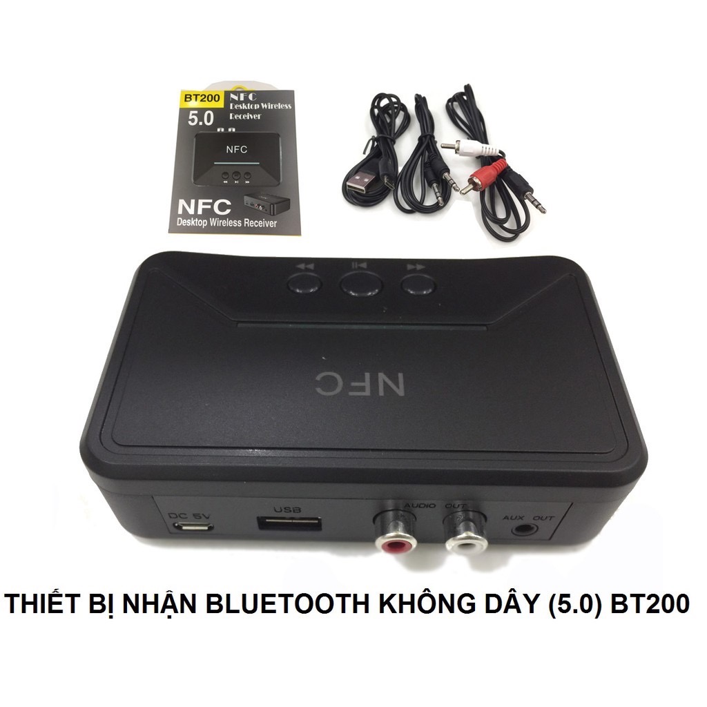 Thiết bị nhận tín hiệu Bluetooth BT200 (5.0) NFC chuyên dùng cho âm ly và Loa [BH: 1 THÁNG]