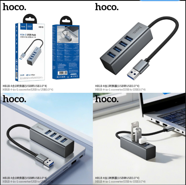 Bộ chuyển đổi HOCO HB1B hub 4 cổng usb 3.0 siêu tiện lợi