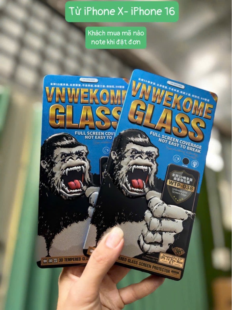 1 CÁI Cường Lực VNWEKOME GLASS 038 HỘP THIẾC từ iPhone X- iPhone 16 (KHÁCH MUA MÃ NÀO VUI LÒNG GHI CHÚ KHI ĐẶT HÀNG) [BH: NONE]