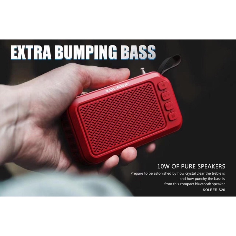 Loa bluetooth 5.0 KOLEER S26 wireless portable speaker chính hãng [BH 6 tháng]
