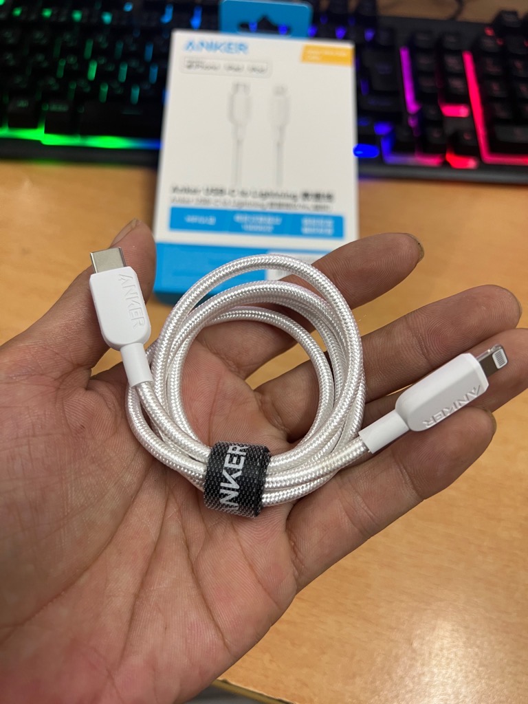 Cáp sạc nhanh Anker A81A5 (C-L 0.9m) dây dù type c ra iphone lightning chính hãng [BH 1 năm]