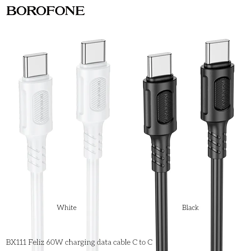 Cáp sạc 60w Borofone BX111 2 đầu Type C (Type c ra Type c; c-c) dây nhựa