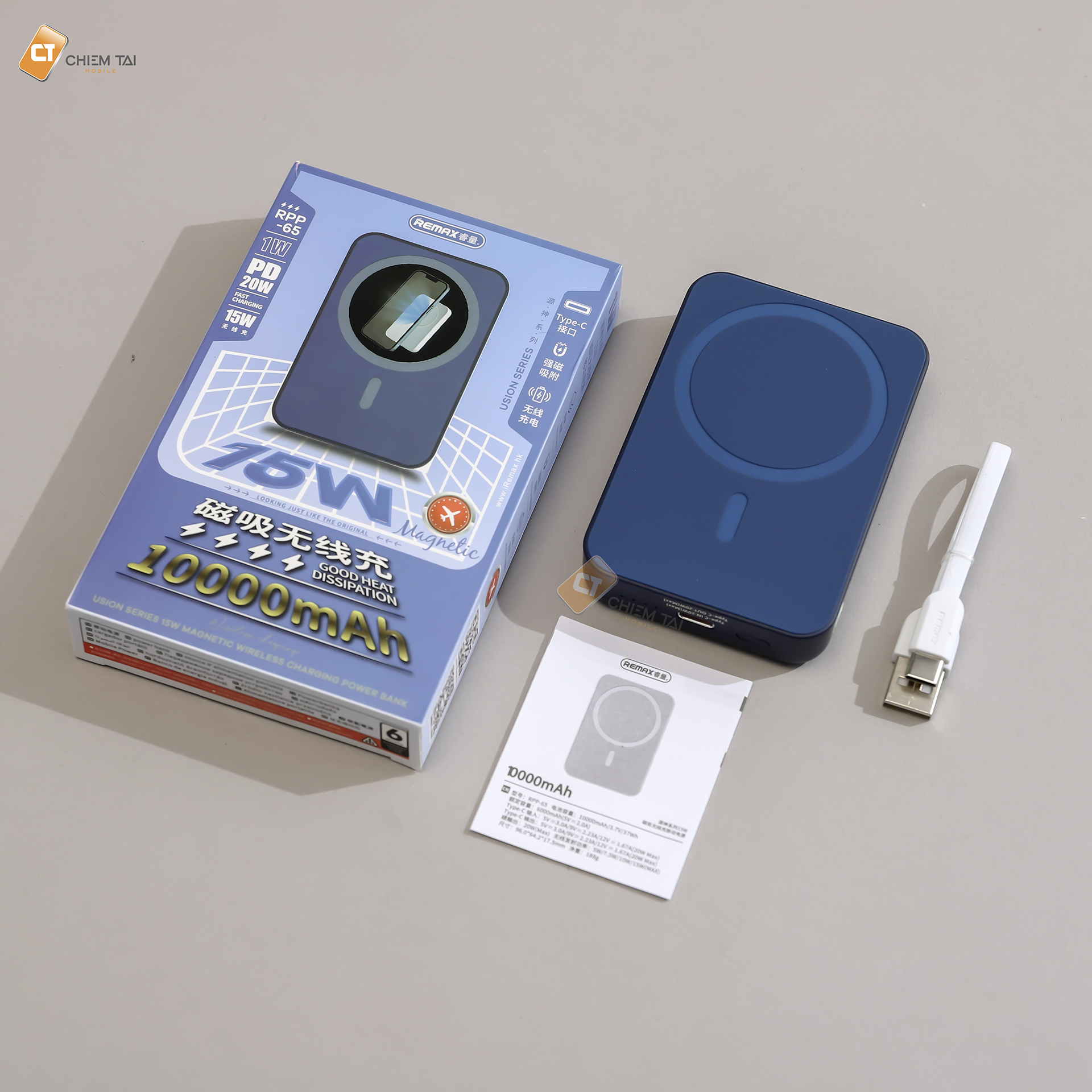 Pin sạc nhanh 22.5w không dây REMAX RPP-65 10.000mAh dự phòng chính hãng [BH 1 năm]