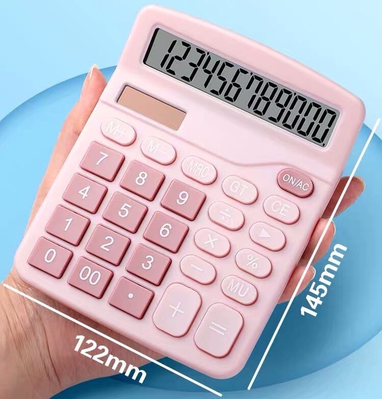 Máy tính học sinh bỏ túi Blue Pink (xài pin / năng lượng mặt trời)
