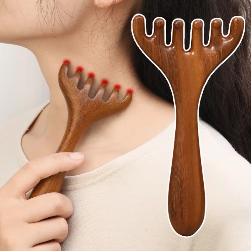 Lược gỗ đàn hương massage cầm tay toàn thân lưu thông khí huyết, đã thông tĩnh mạch
