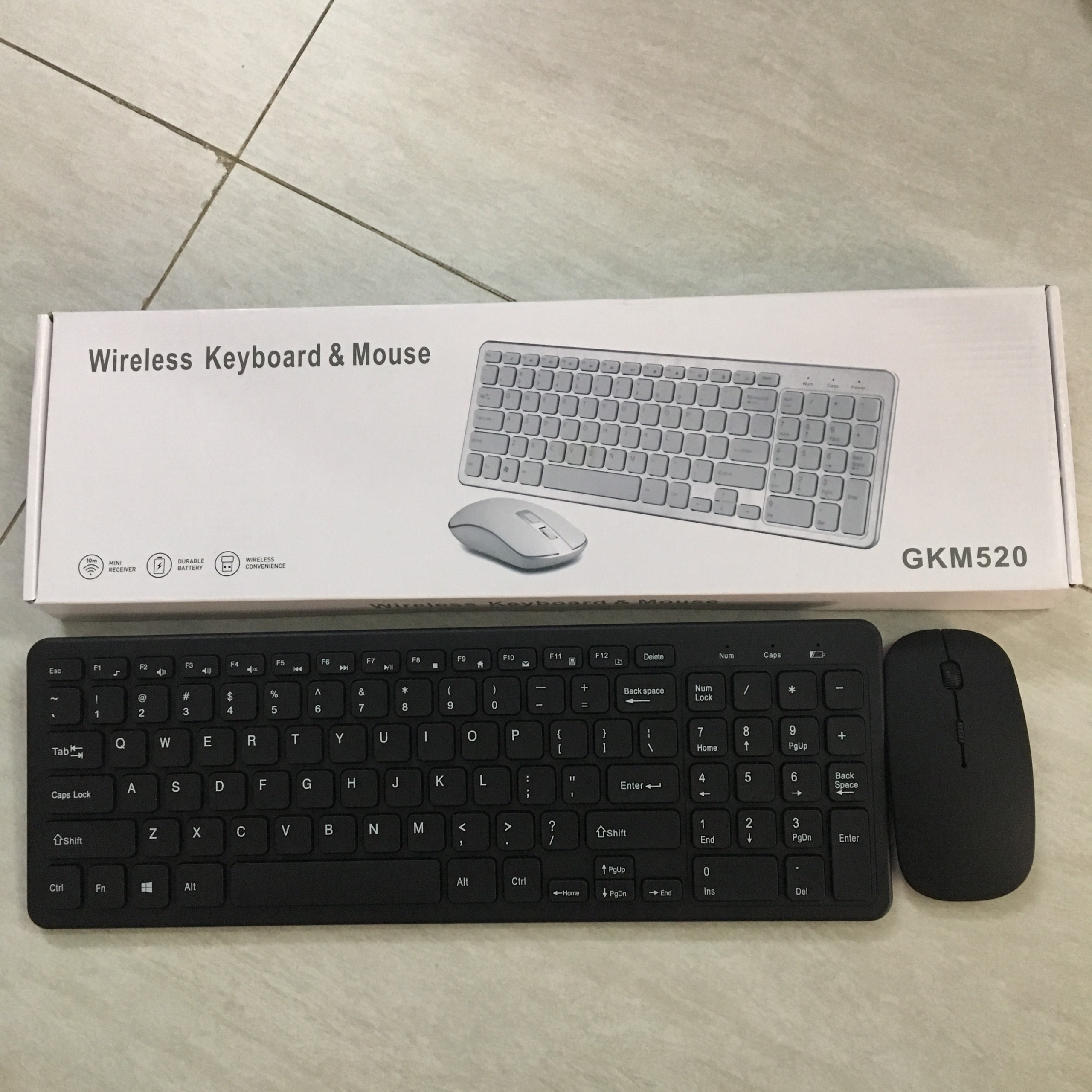 Combo bàn phím chuột không dây GKM520 kiểu Apple Size Lớn [BH 6 Tháng]
