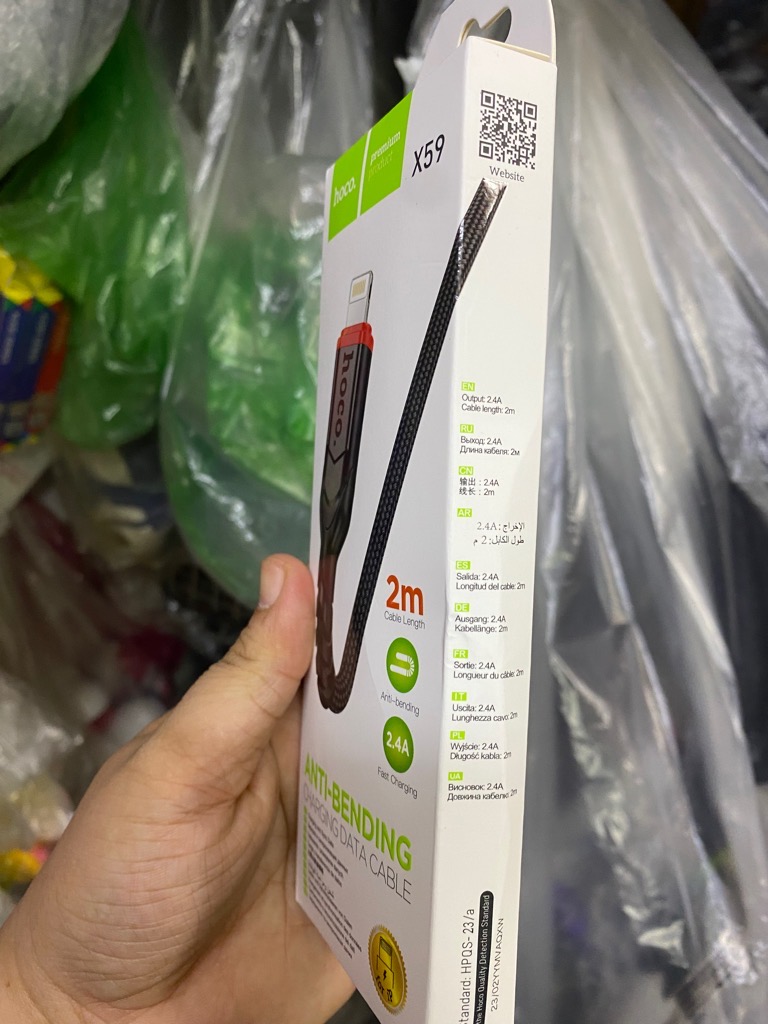 Cáp sạc nhanh iPhone Hoco X59 (usb ra iphone lightning) 2M dây dù chính hãng [BH 1 năm]