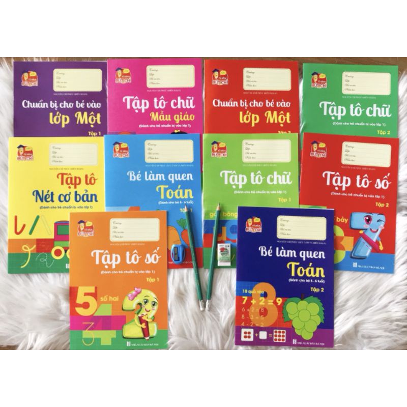 Bộ 8 quyển vở tập tô tập viết chữ cho bé từ 4-6 tuổi vào lớp 1 tặng kèm 2 bút chì