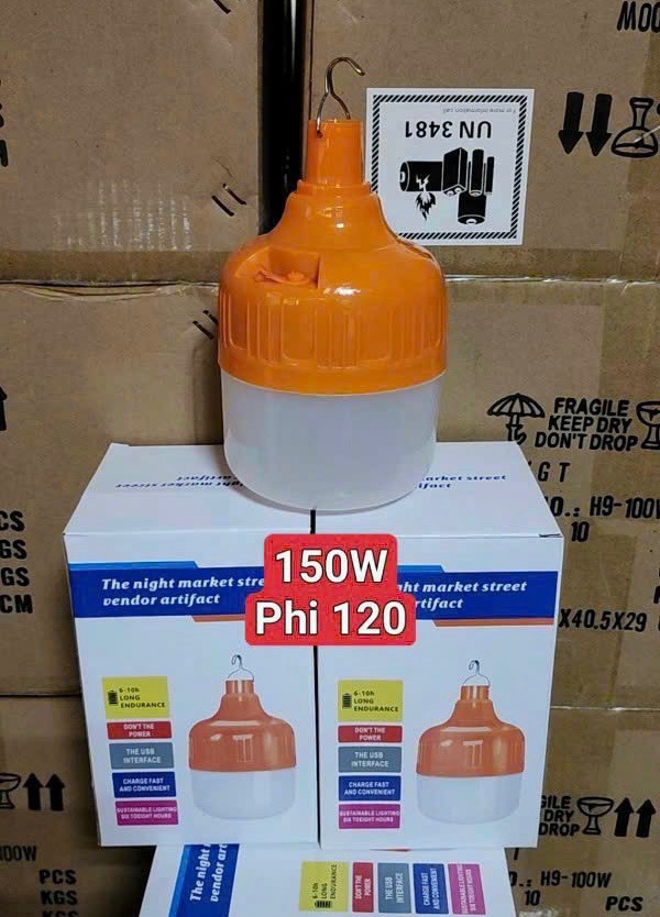 xxx Bóng đèn led bulb tích điện 150W LOẠI 1 SIÊU SÁNG không dây, Có Móc treo tiện lợi [BH 3 tháng]