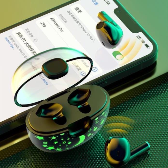 Tai nghe bluetooth TX39 (2 tai có doc sạc) kiểu Pro3 ko có nút cao su, họa tiết hoa văn [BH: 3 THÁNG]