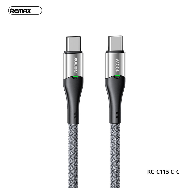 Cáp sạc nhanh 100w Remax C115 2 đầu Type C dây silicon {Type C ra Type C; (c-c)} 1.2m chính hãng [BH: 1 NĂM]