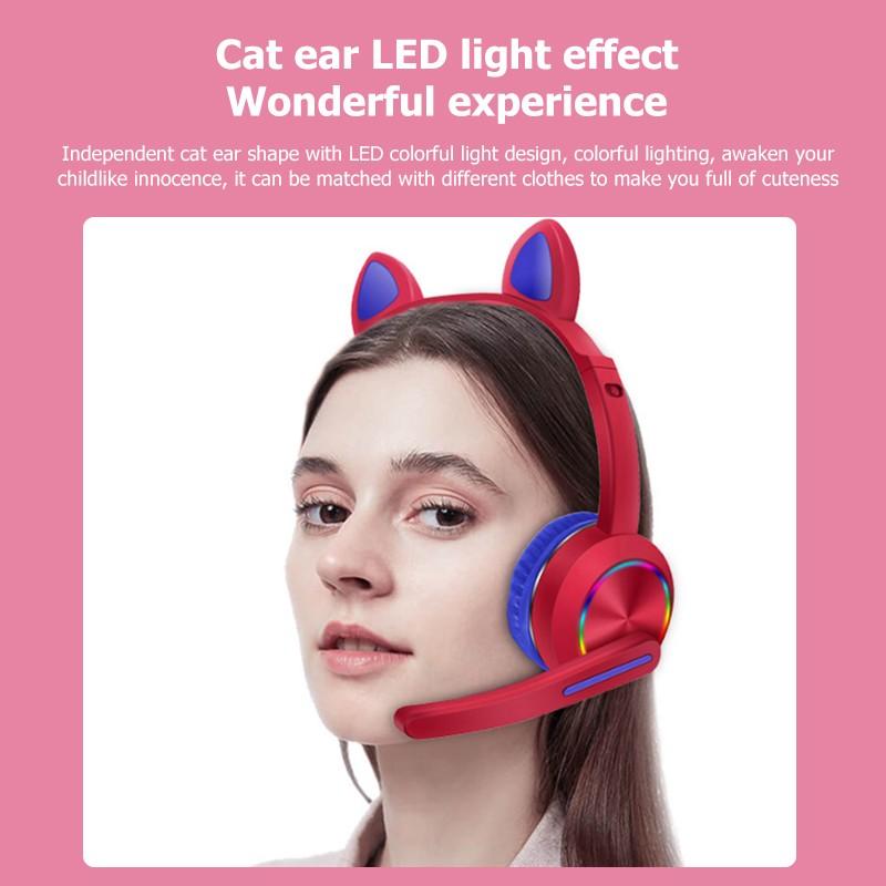 Tai nghe bluetooth gaming AKZ-K23 có micro cần dài âm thanh HIFI âm bass mạnh mẽ bluetooth 5.0 headphone tai mèo [BH 3 tháng] / pktn sale