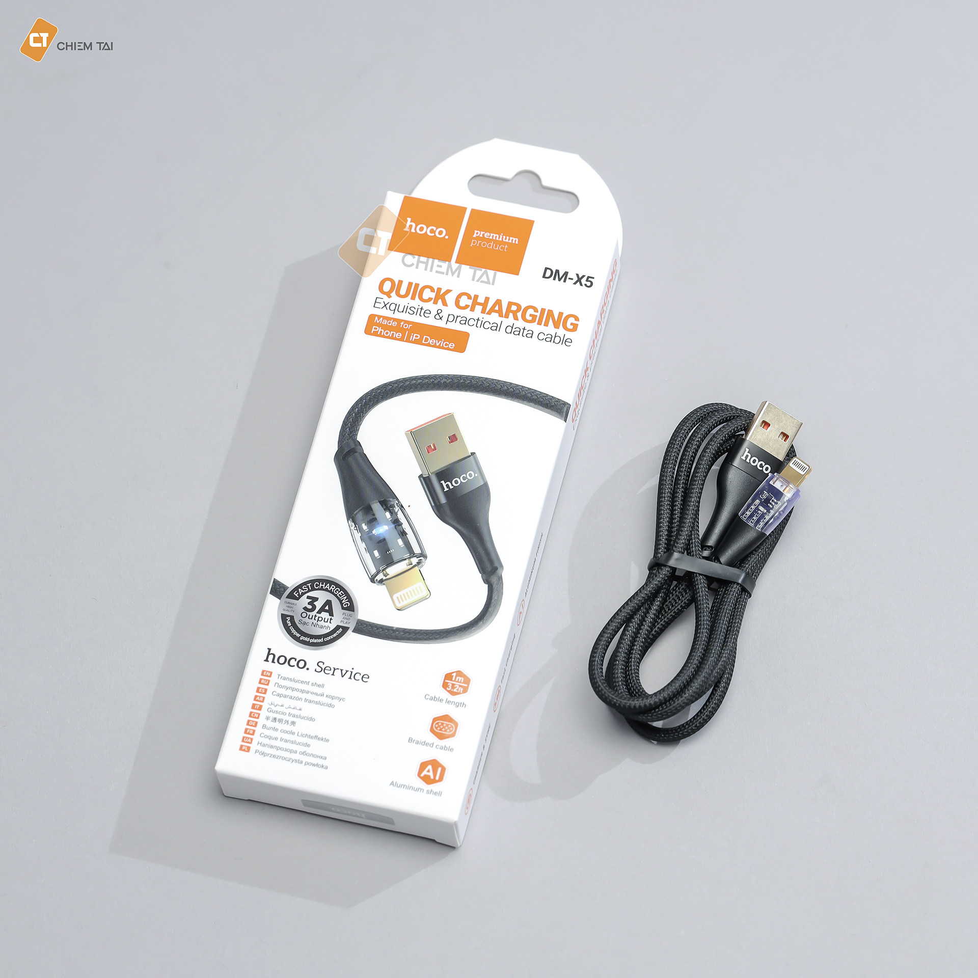 Cáp sạc nhanh lightning 3A HOCO DM-X5 (usb ra iphone) 1m chính hãng [BH 1 năm]