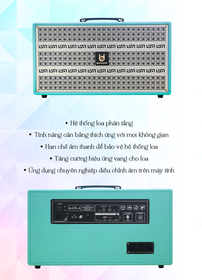 Loa kéo Best Sound M8 Pro bluetooth karaoke xách tay kèm 2 micro không dây [BH 1 năm]