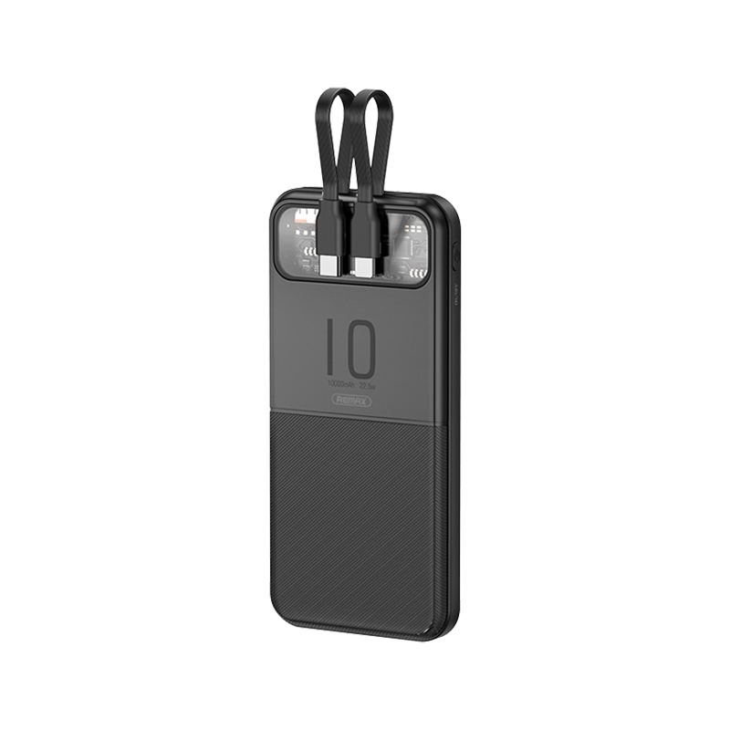 Pin sạc nhanh 22.5w Remax RPP-619 10.000mAh dự phòng PD QC3.0 chính hãng, kèm cáp liền pin, trong suốt lộ mạch [BH 1 năm]