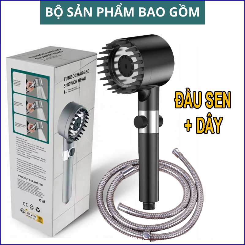 Vòi sen nhà tắm tăng áp kèm gai đầu massage đa năng 4 trong 1 có dây [BH: NONE]
