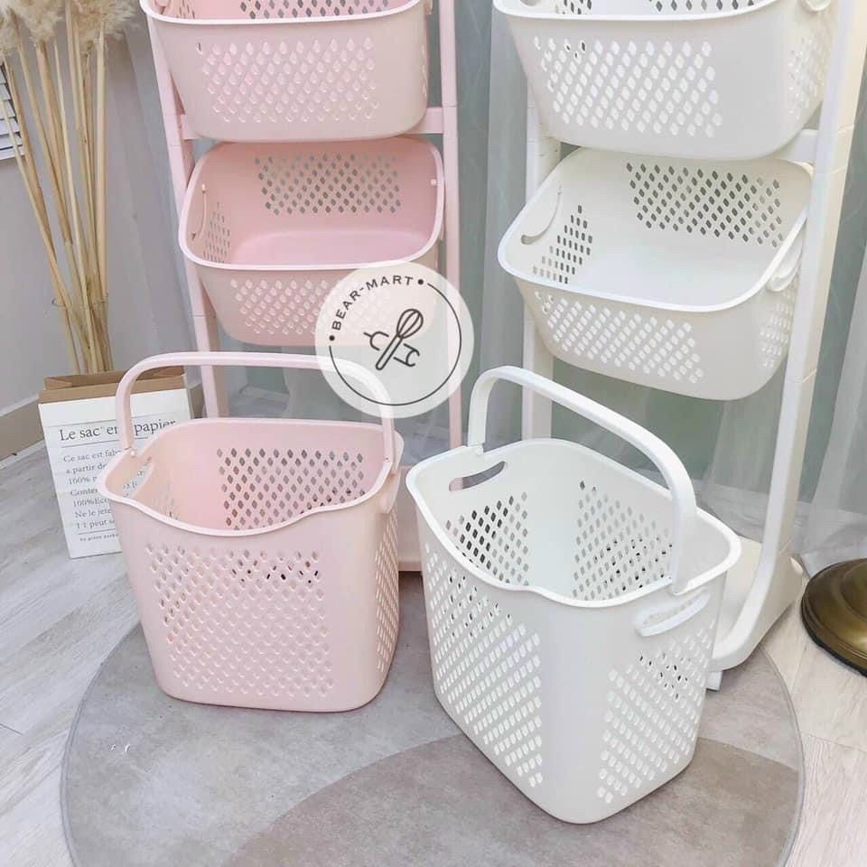 Kệ 4 tầng spa VN5567.3 có bánh xe, kệ nhựa đựng quần áo, đồ gia dụng, tả bỉm, đồ chơi 3 rổ tiện lợi