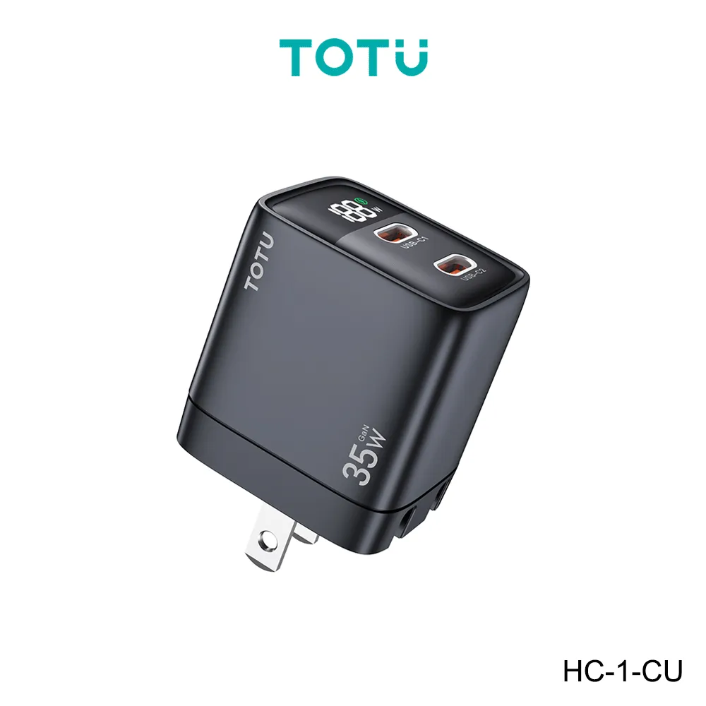 Cóc sạc nhanh 35W TOTU 2 cổng Type c, có màn hình led hiển thị chính hãng [BH: 3 THÁNG] 4l5a12