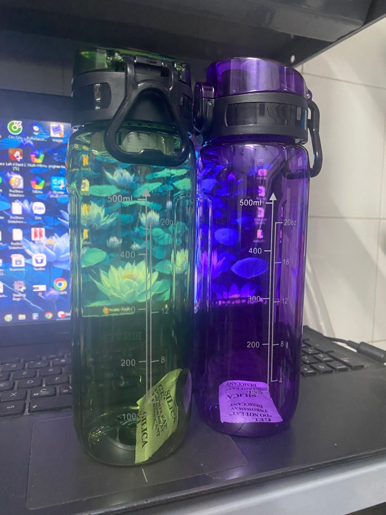 Bình nước nhựa màu thể thao BINVER có vạch chia 500ml mở nắp bằng 1 nút bật tiện lợi [BH: NONE]
