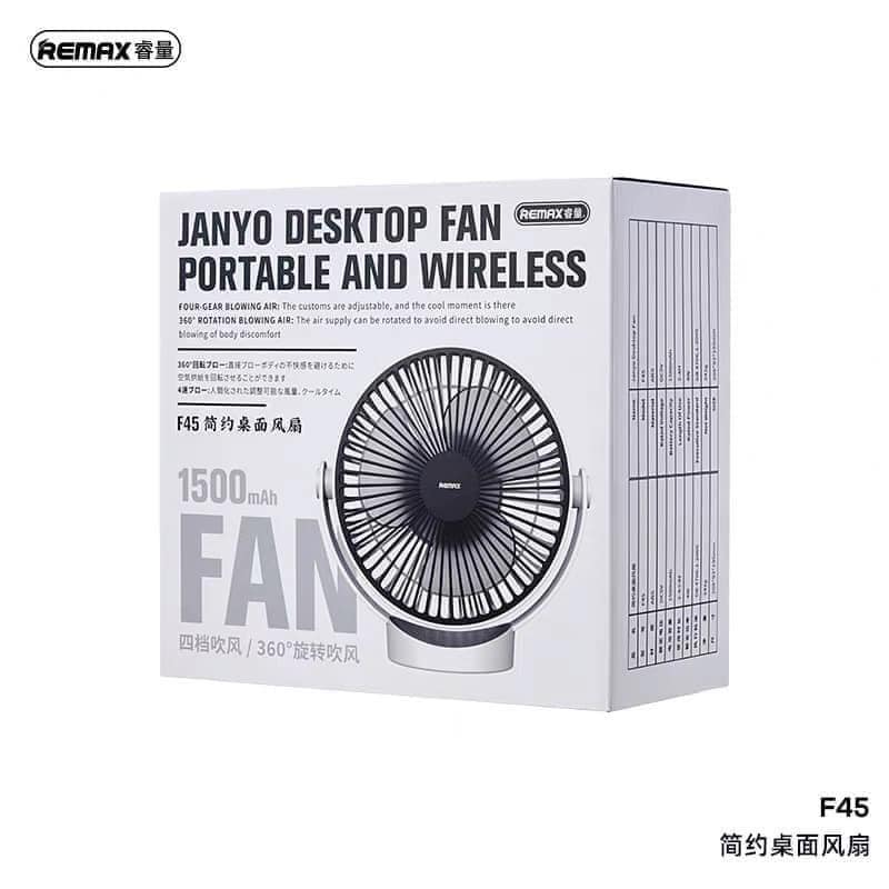Quạt mini tích điện REMAX F45 sạc pin chính hãng [BH 1 năm]