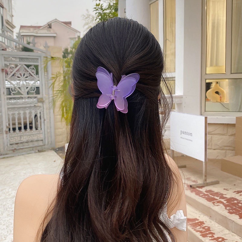 Kẹp tóc càng cua hình bướm loang màu thời trang [BH: NONE]