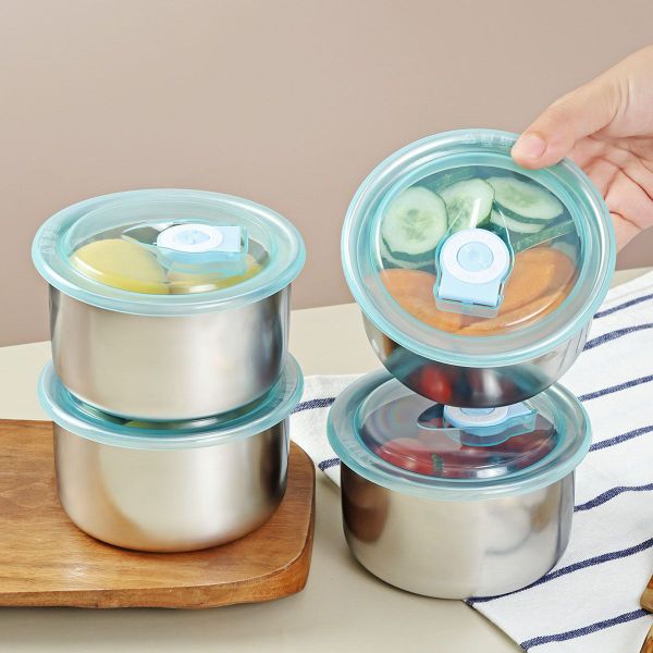 Hộp tròn inox đựng thực phẩm kèm nắp hít chân không [BH: NONE]