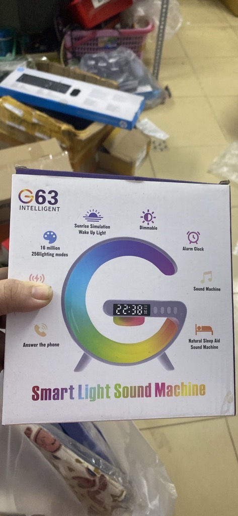 Loa bluetooth kiểu dáng chữ G cầu vồng G63 có đồng hồ,  tích hợp sạc không dây,  led siêu đẹp [BH: 1 tuần]
