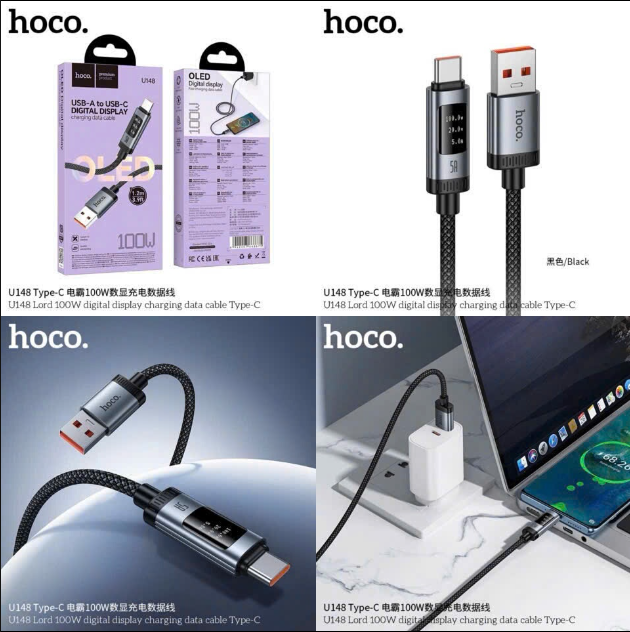 Cáp sạc nhanh 100w HOCO U148 Type C cáp sạc usb ra Type C dây dù siêu đẹp