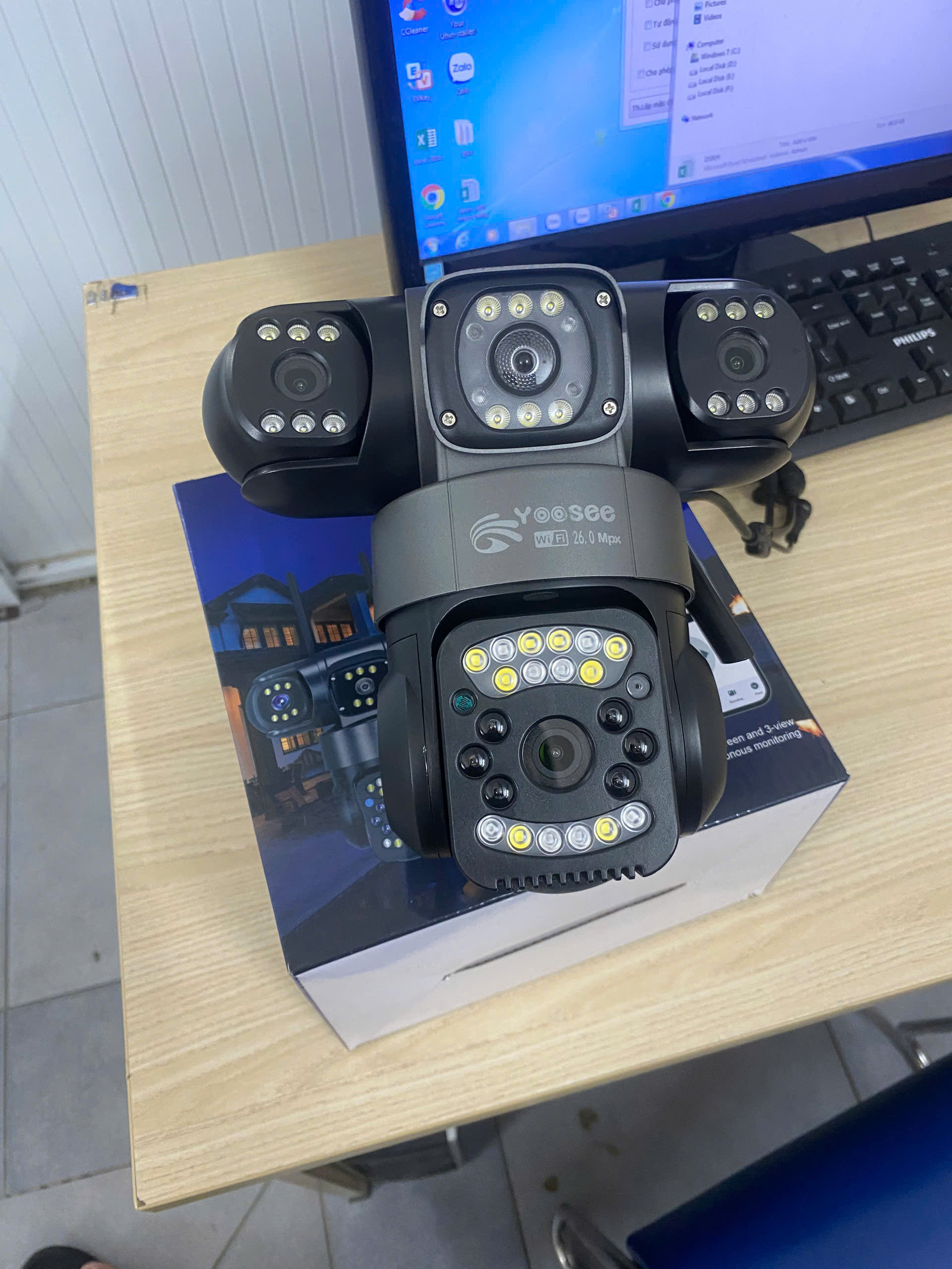 Camera IP wifi Yoosee phiên bản "MÁY BAY ĐEN" 4 mắt 3 khung hình cao cấp ban đêm có màu