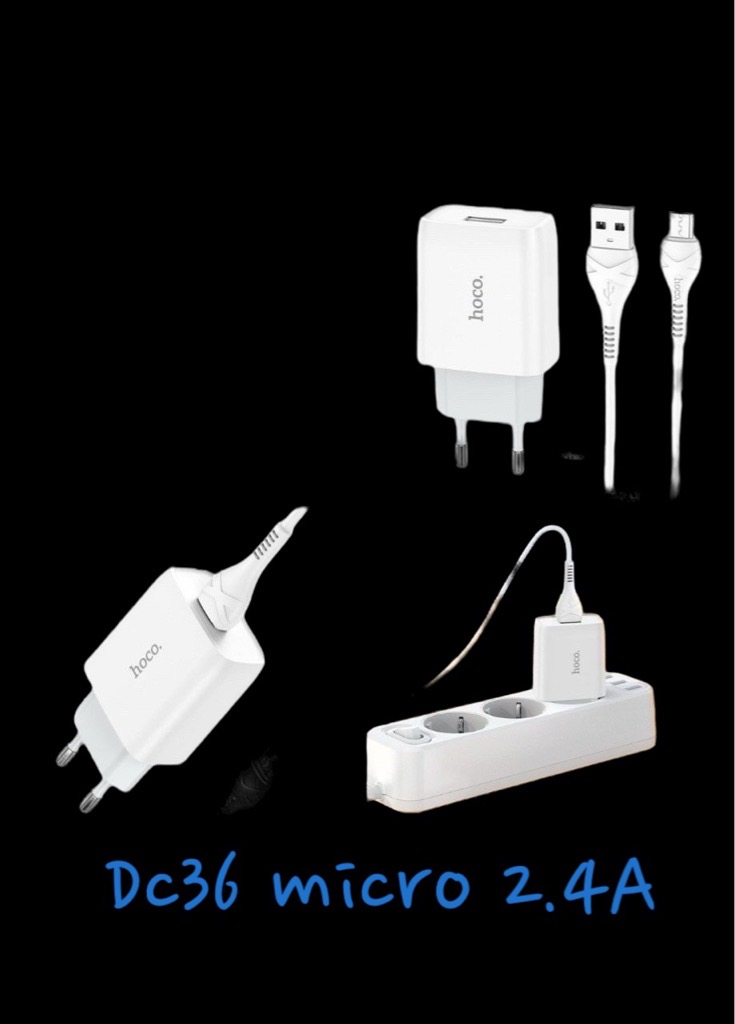 Bộ sạc nhanh 2.4A EU Hoco DC36 Micro (cóc 1 cổng usb+ cáp 1 cổng usb ra samsung micro) chính hãng [BH: 1 NĂM]