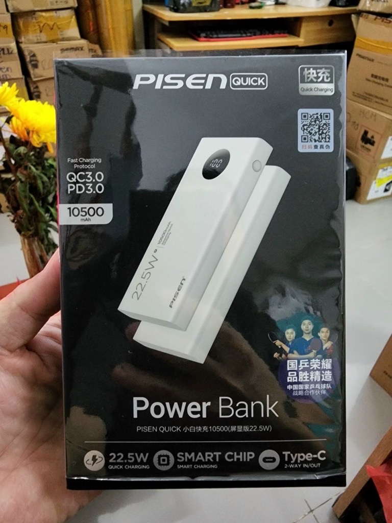 Pin sạc nhanh 22.5w PISEN D-314 10.500mAh dự phòng có LCD chính hãng (10.000mAh) [BH 1 NĂM]