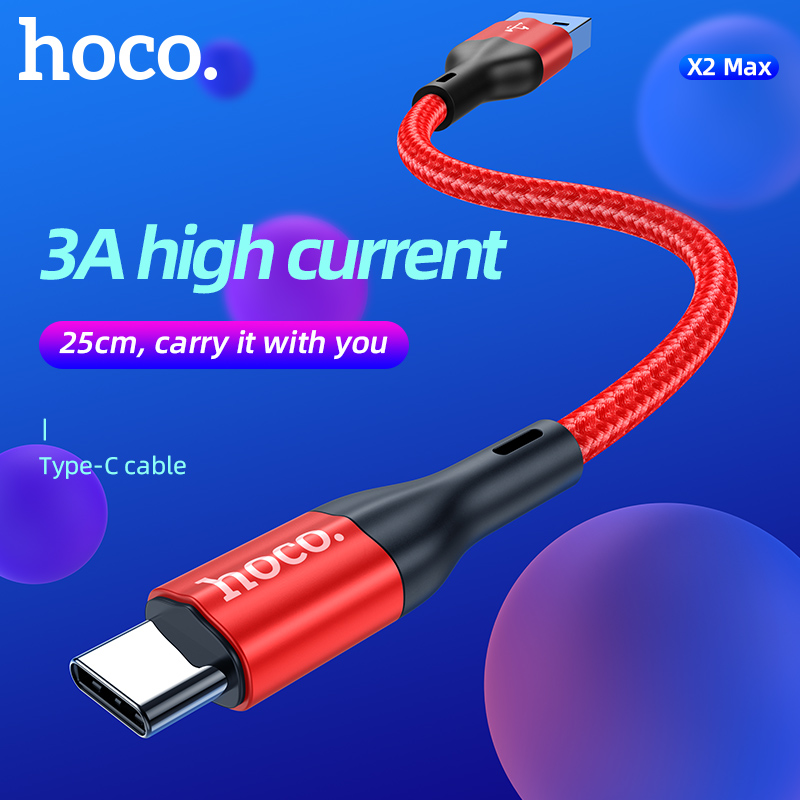 Cáp sạc nhanh 3A ngắn 25cm usb ra iPhone HOCO X2 MAX chui lightning dây dù chính hãng [BH 1 năm]
