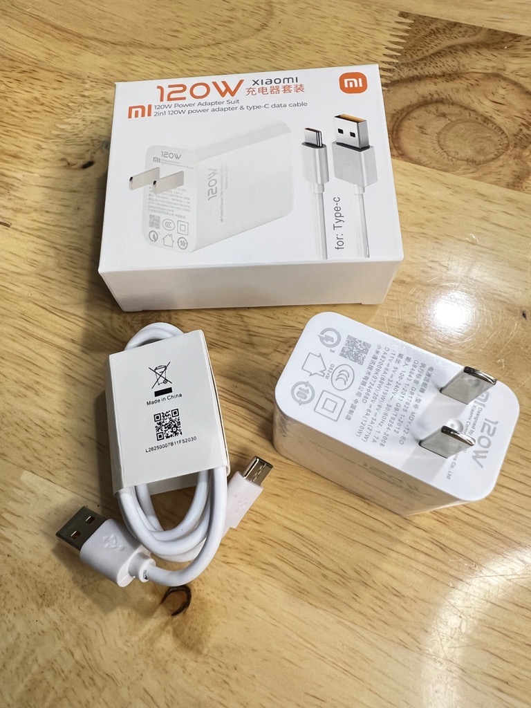 Bộ sạc nhanh 120w XIAOMI Turbo zin máy (cóc 1 cổng USB + cáp usb ra Type-C) G8 [BH 6 tháng]