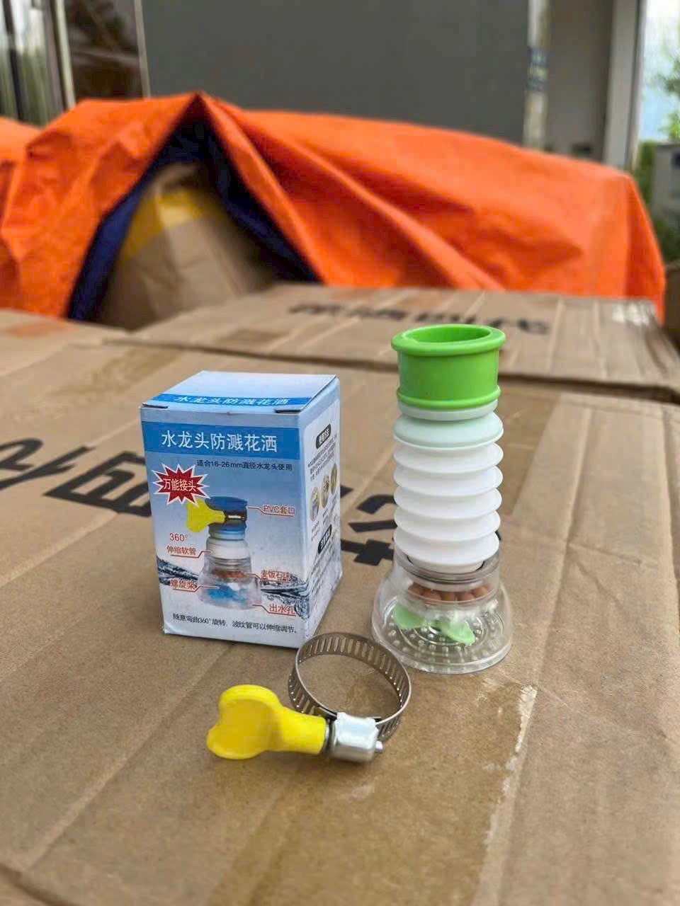 Đầu gắn vòi lọc nước có quạt tăng áp lực nước kiểu lò xo kéo dài (có lọc nước)