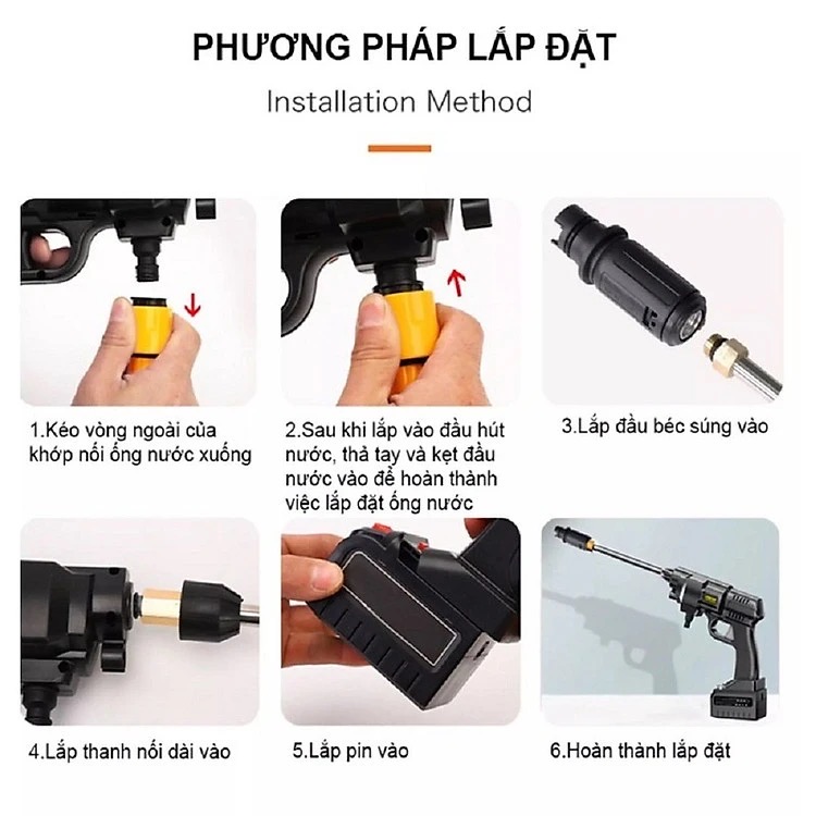 Súng xịt rửa xe tiện lợi full box nhựa đen loại 1 [BH: 1 tuần]