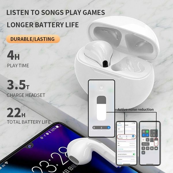 Tai nghe bluetooth Airpods Pro6 (2 tai có doc sạc, ko nút cao su) [BH 3 tháng]