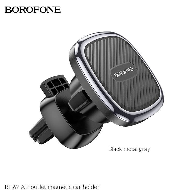 Giá đỡ điện thoại trên oto xe hơi BOROFONE BH67 mẫu kẹp khe gió kèm hít nam châm siêu nhỏ gọn [NONE]