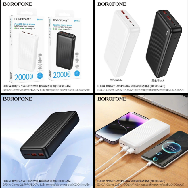 Pin sạc nhanh 22.5w BOROFONE BJ80A 20.000mAh  dự phòng chính hãng [BH 1 năm]