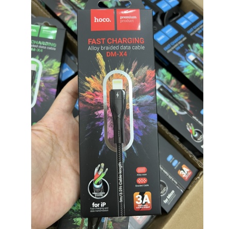 Cáp sạc nhanh 3A Hoco DM-X4 iPhone (usb ra iphone lightning) dây dù chính hãng [BH 1 năm]