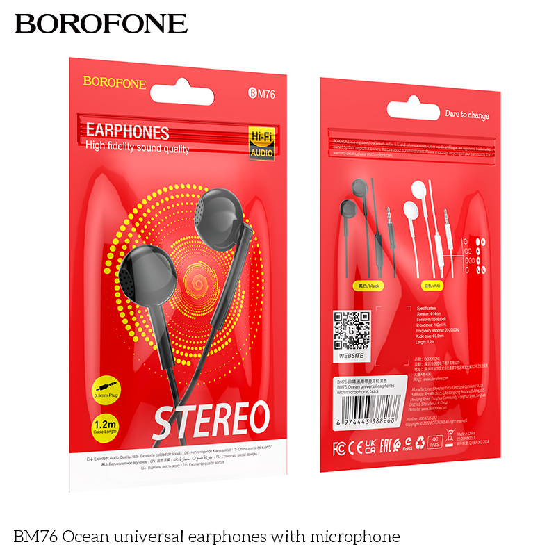Tai nghe có dây 3.5 BOROFONE BM76 có mic đàm thoại siêu hay [Bh 1 Năm]