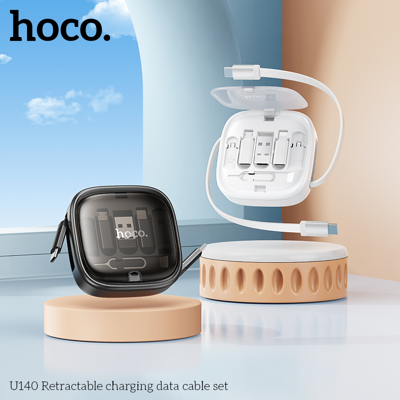 Bộ cáp dữ liệu sạc có thể thu vào Hoco U140 6in1 Type C ra Type C 60w (c-c)
