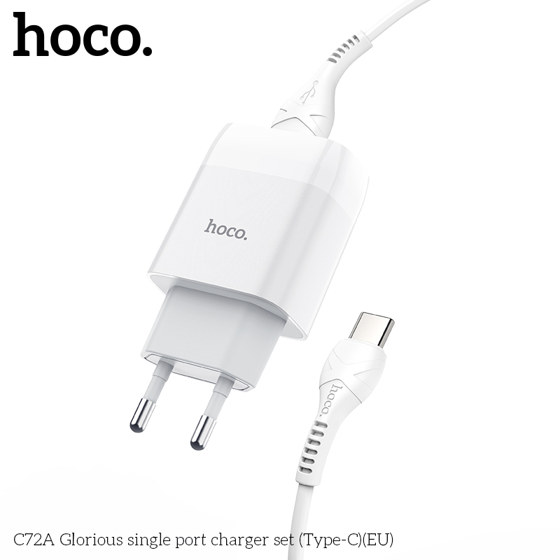 BỘ SẠC NHANH 2.1A HOCO C72A USB RA TYPE C CHÍNH HÃNG [BH 1 NĂM]