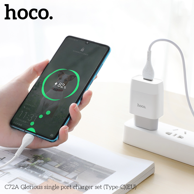 BỘ SẠC NHANH 2.1A HOCO C72A USB RA TYPE C CHÍNH HÃNG [BH 1 NĂM]